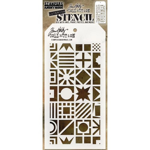 Tim Holtz Layered Stencil 4.125"X8.5" Patchwork Cube THS123