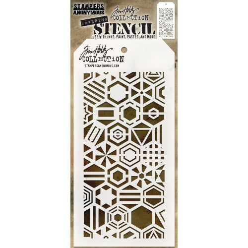 Tim Holtz Layered Stencil 4.125"X8.5" Patchwork Hex THS125