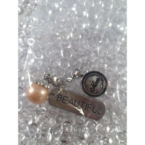 Auzz Trinklets Pearl Charms Peach with words Beautiful / Mom