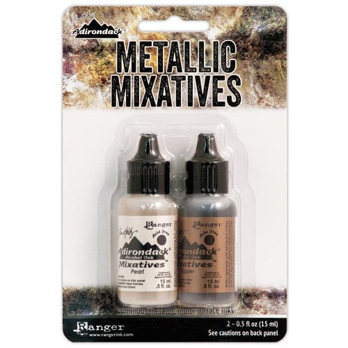 Tim Holtz Alcohol Ink Metallic Mixatives .5oz 2/Pkg Pearl &amp; Copper