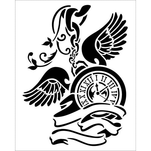 Stamperia Stencil 7.87"X9.84" Pendulum Clock W/Wings