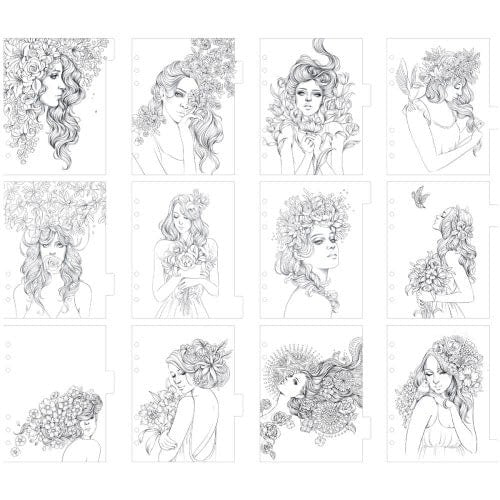 Prima Marketing My Prima Planner Coloring Tabbed Dividers 12/Pkg Princesses - Flowers In Her Hair