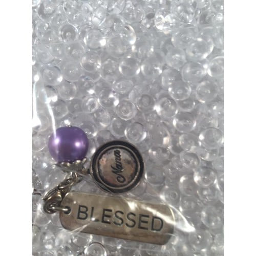 Auzz Trinklets Pearl Charms Purple with words Blessed / Nana