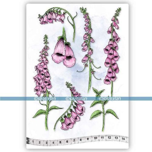 Katzelkraft Purple Foxgloves - Scrapbooking Stamps - KTZ266