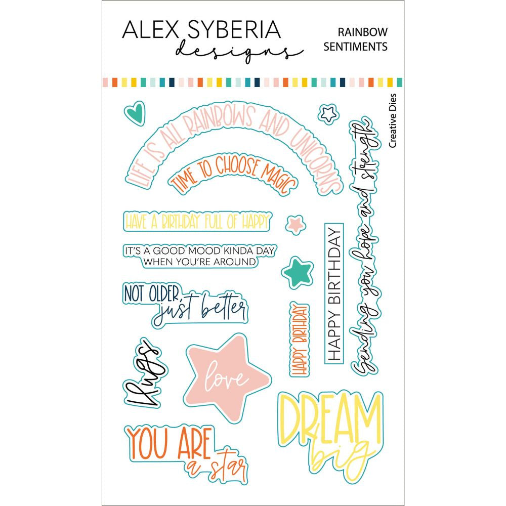 Alex Syberia Designs Rainbow Sentiments Die Set