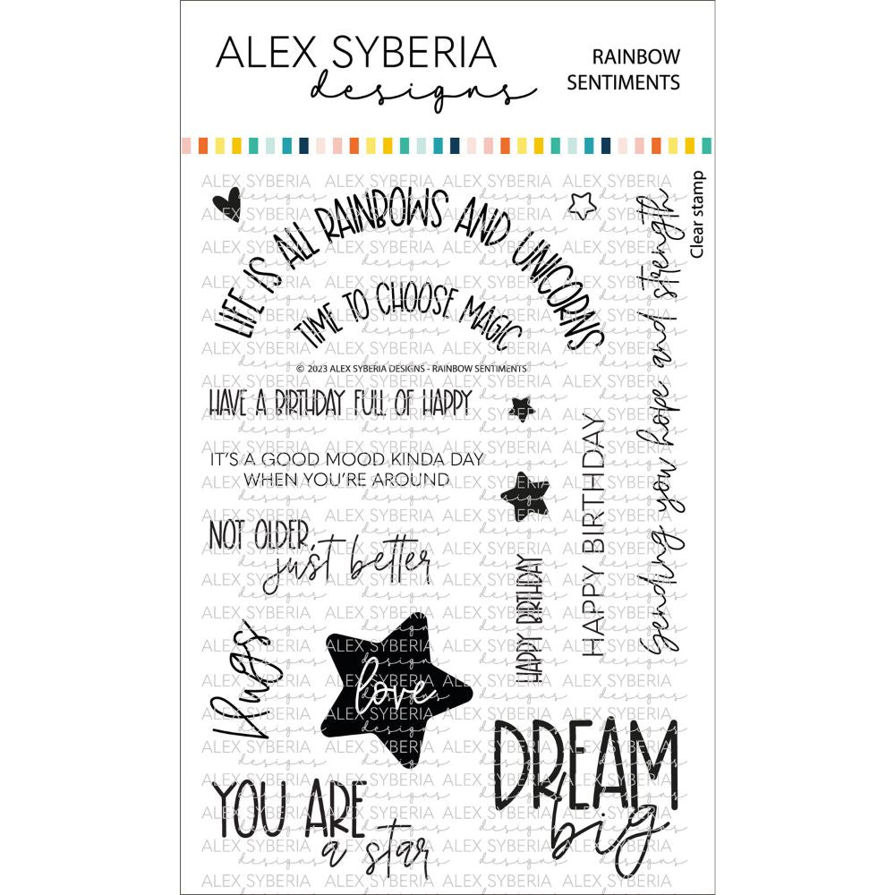 Alex Syberia Designs Rainbow Sentiments Stamp Set