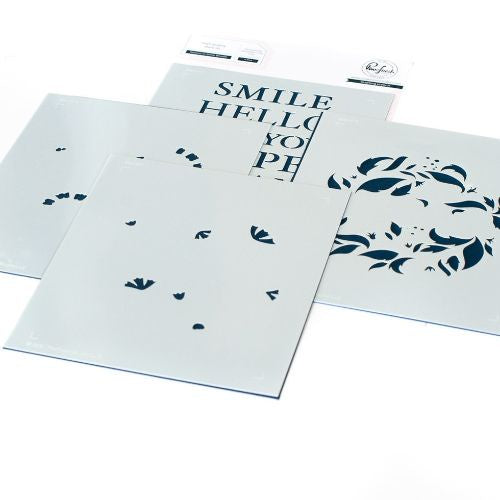 Pinkfresh Studio Reason to Smile Wreath layering stencil set