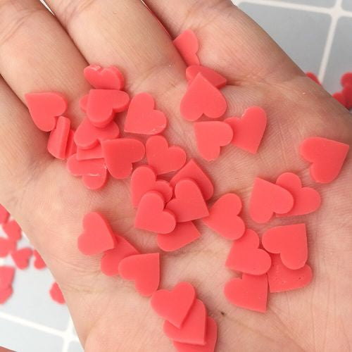 Auzz Trinklets N Krafts Clay Emblishments Red lovely Colorful Heart Slices Polymer Hot Clay Sprinkles