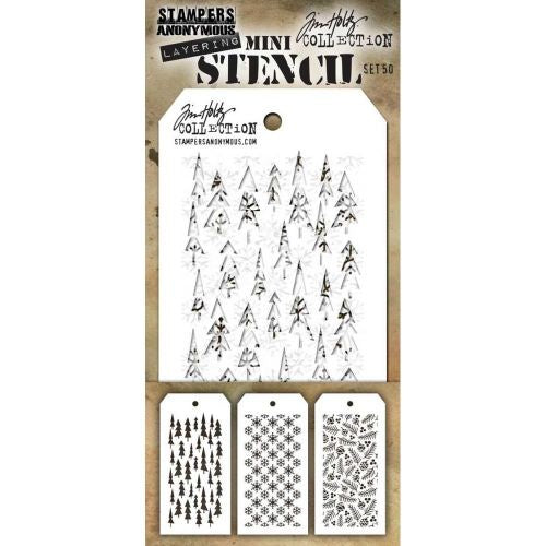 Tim Holtz Mini Layered Stencil Set 3/Pkg Set #50