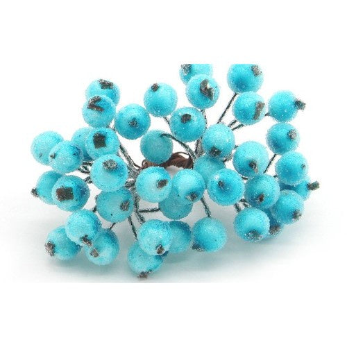 ATK Artificial Sky Blue Fruit Berry Flower Stamen 1 bunch ( 40 heads)