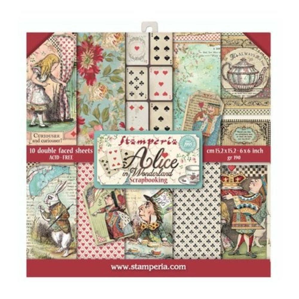 Stamperia Alice in Wonderland 6x6 Inch Paper Pack (SBBXS03)