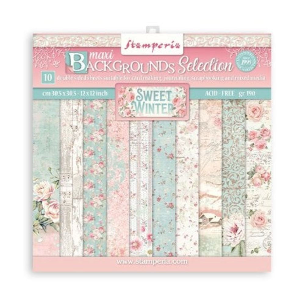 Stamperia Sweet Winter Backgrounds 8x8 Inch Paper Pack (SBBS72)