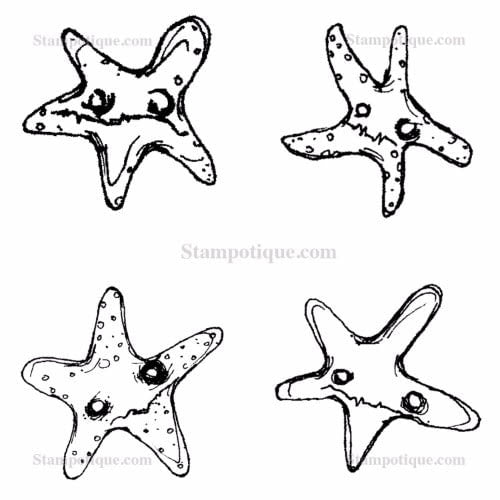 Stampotique Starfish Cube Wood Mounted Rubber Stamp