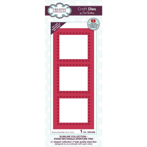 Creative Expressions Craft Dies By Sue Wilson Slimline- Stars Rectangle Aperture