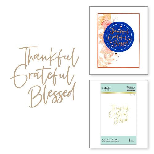 Spellbinders Stylish Script Thankful Glimmer Hot Foil Plate from Fall 2020 Collection