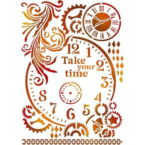 Stamperia Stencil G 8.27"X11.69" Take Your Time