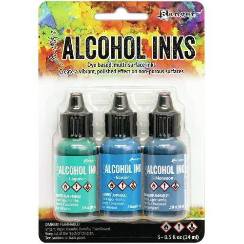 Tim Holtz Alcohol Ink .5oz 3/Pkg Teal/Blue Spectrum