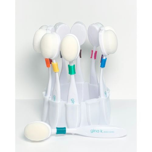 GinaK TOOL- BLENDING BRUSHES- SET OF 10 WITH STAND AND COLOR CLIPS