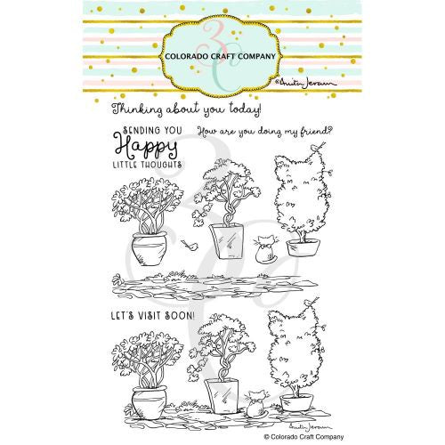 Colorado Craft Company Clear Stamps 4"X6" Topiaries &amp; Kitten-By Anita Jeram