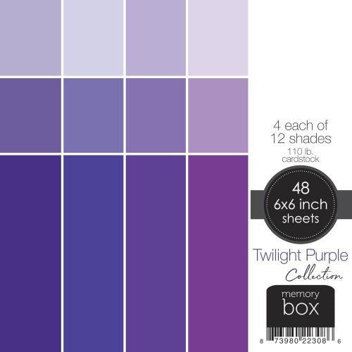 Memory Box 110lb Solid Cardstock 6"X6" 48/Pkg Twilight Purple, 12 Shades/4 Each