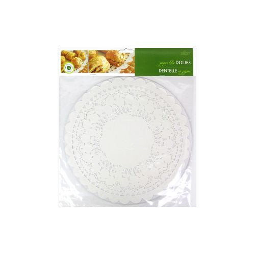 Fox Run Paper Doily 12" Round 12pc White-Rose