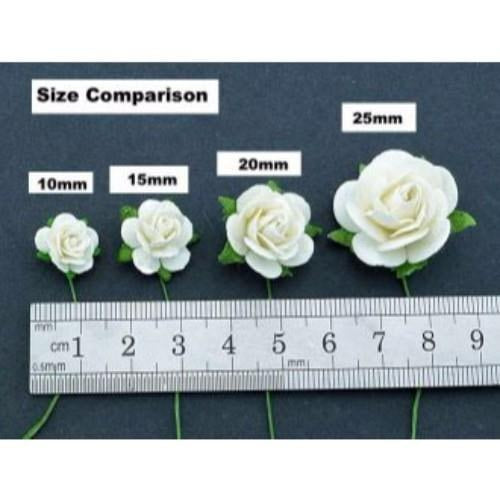 100 White MULBERRY PAPER OPEN ROSES 10mm