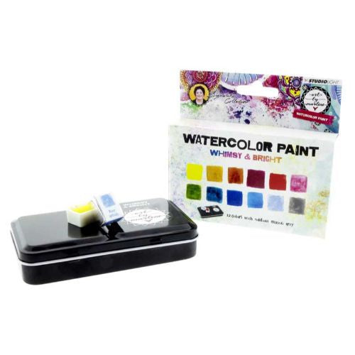 Studio Light Art By Marlene Watercolor Painting Set 12/Pkg Whimsy &amp; Bright W/Tray