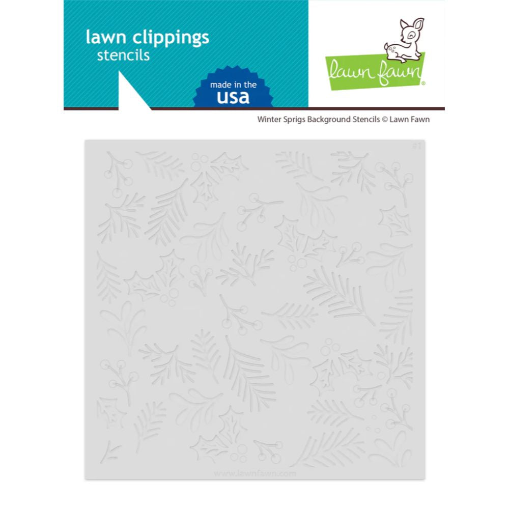 Lawn Fawn winter sprigs background stencils