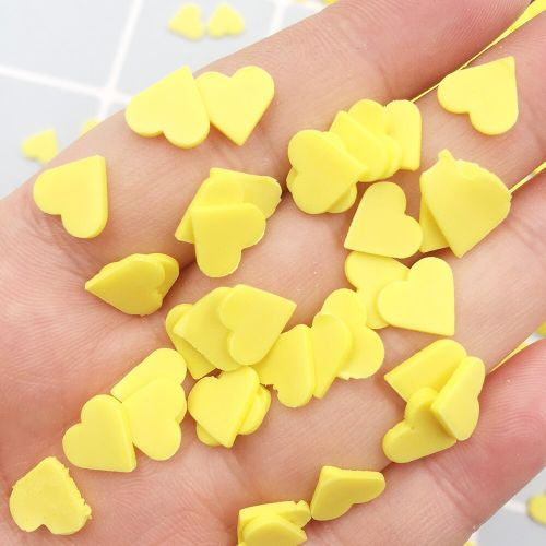 Auzz Trinklets N Krafts Clay Emblishments Yellow lovely Colorful Heart Slices Polymer Hot Clay Sprinkles